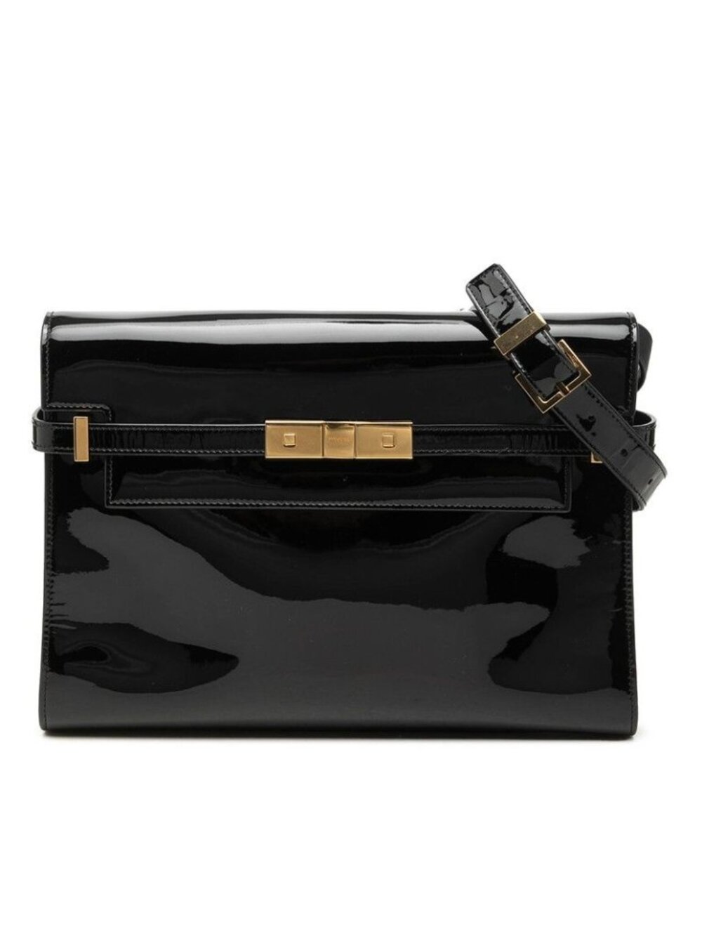 Saint Laurent Manhattan Shoulder Bag Black Patent Leather